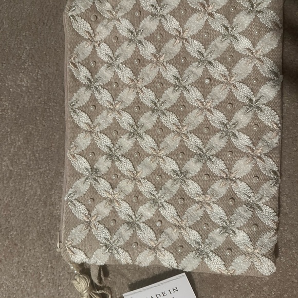 Made in India boho Embellished Cosmetics Bag ivory beige - Picture 8 of 8